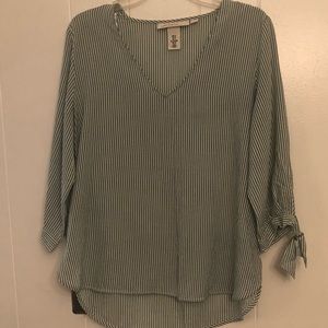 H&M white with green strips blouse